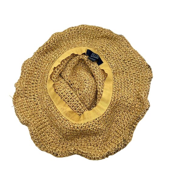 Saks Fifth Avenue Blue Women's OS Straw Hat Boho Hippie Floppy Wide Brim Woven - Picture 7 of 10